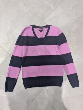 2/$25 Tommy Hilfiger Women’s Pima Cotton Striped V-Neck Sweater – S
